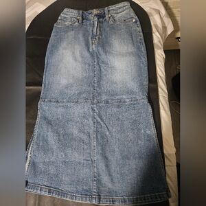 ON 34th Long Denim Maxi Skirt A-Line Slit Blue Size 2 / 26